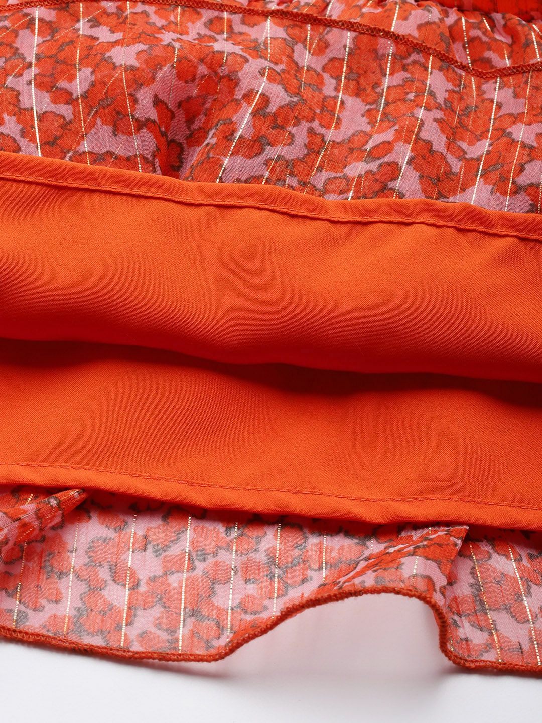 Antheaa Abstract Print Gathered & Pleated Flared Mini Skirt