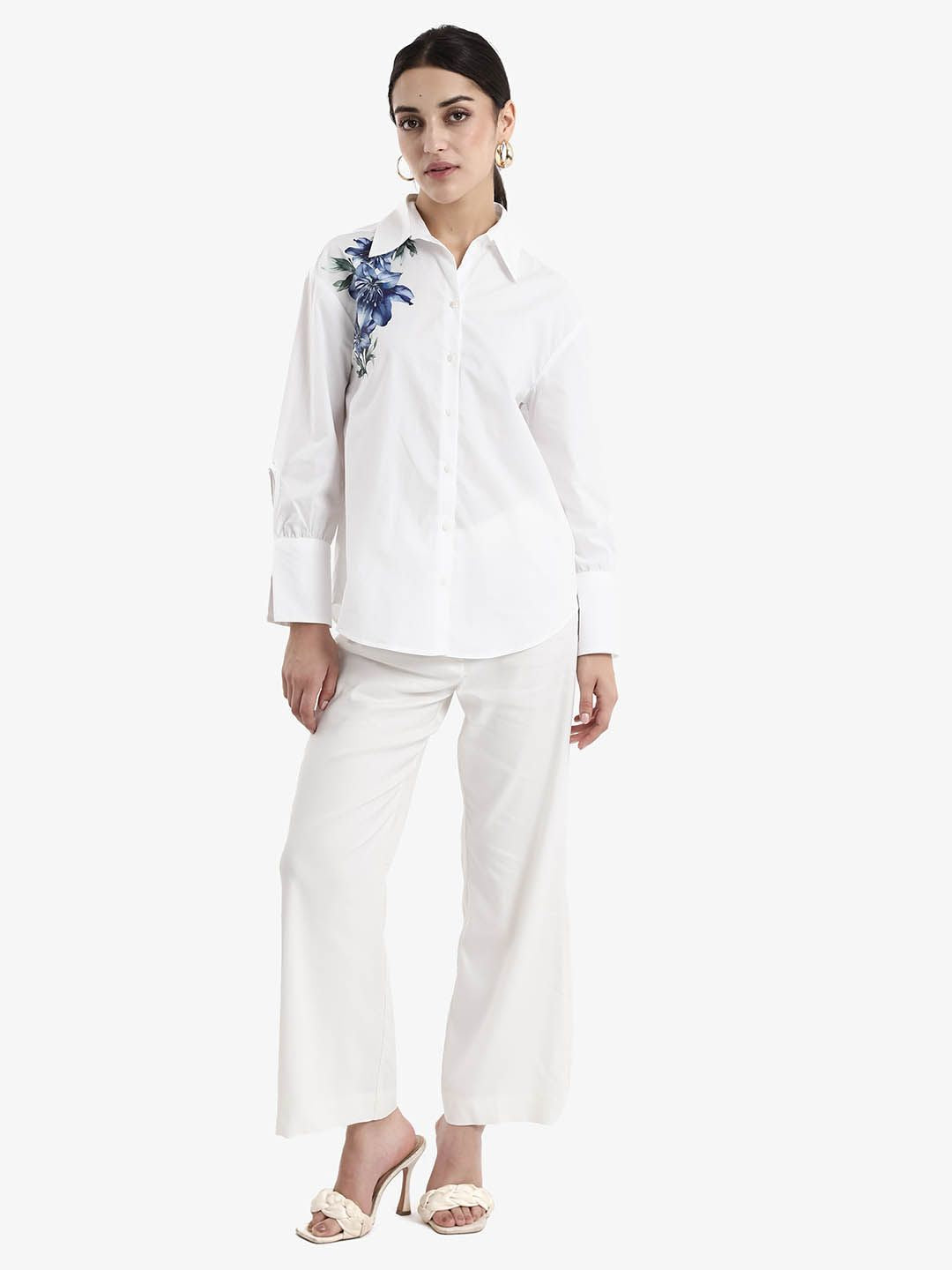 RAREISM Women Floral Printed Spread Collar Casual Shirt