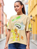Bewakoof Women Graphic Printed Round Neck Pure Cotton Oversized T-shirt