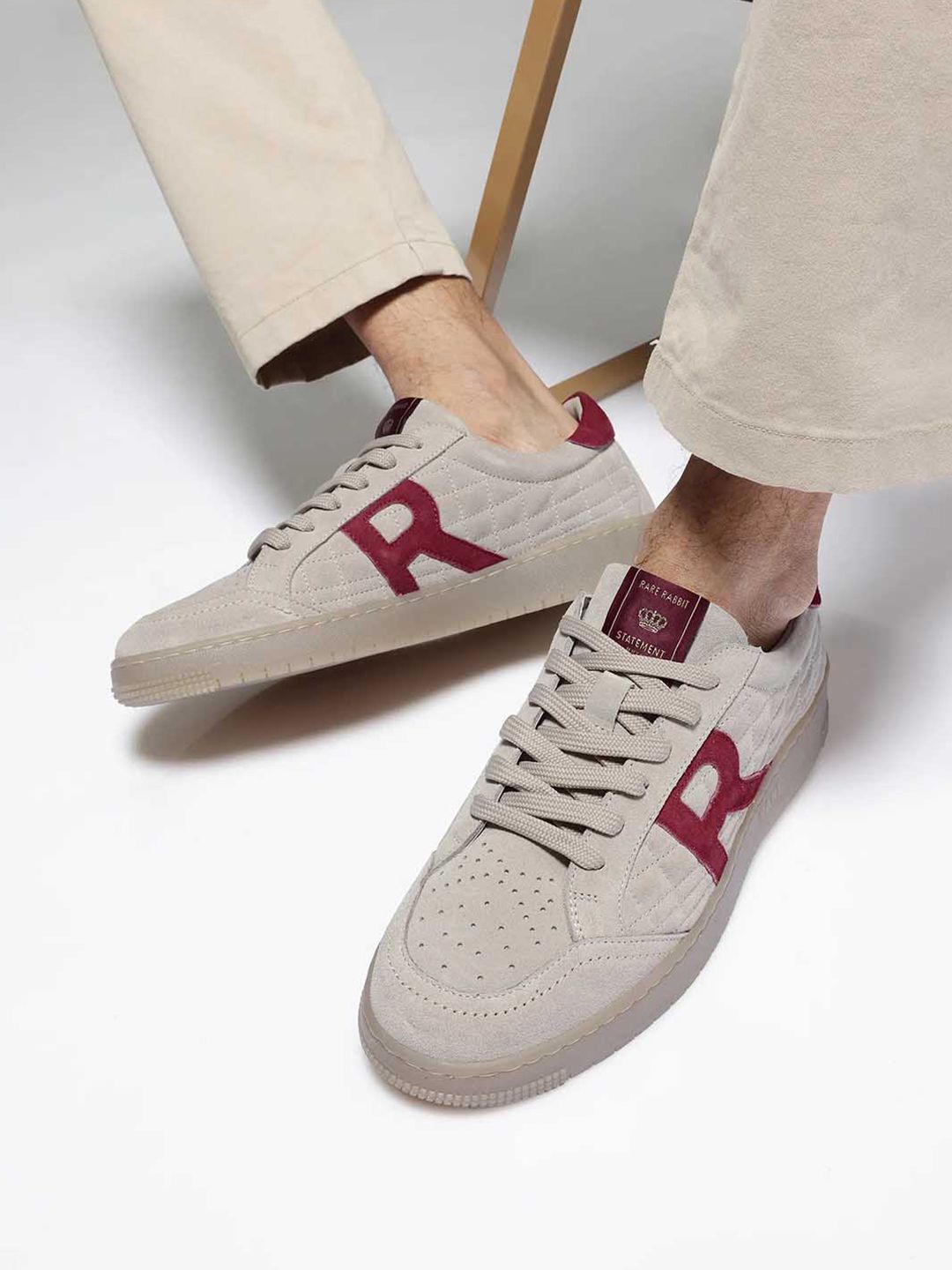 RARE RABBIT Men Perforations Leather Sneakers