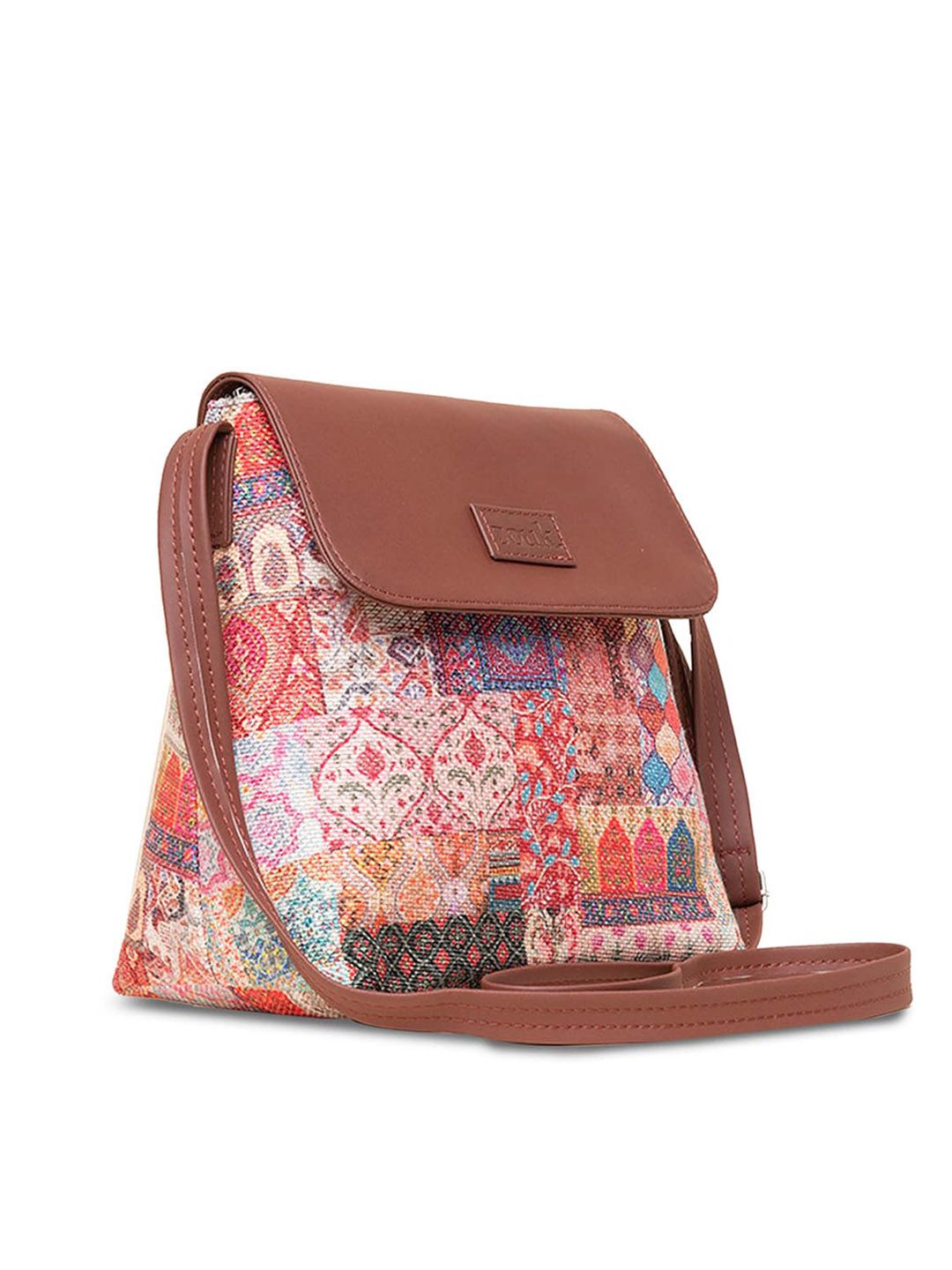 ZOUK Ethnic Motifs Printed Structured Sling Bag