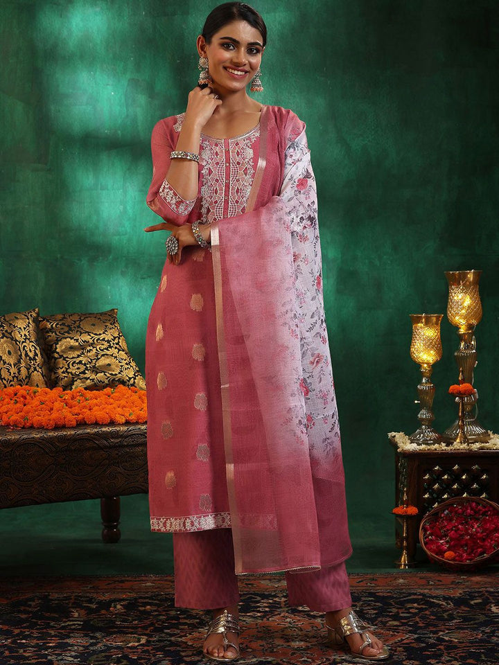 Libas Women Ethnic Motifs Regular Sequinned Kurta with Trousers & With Dupatta