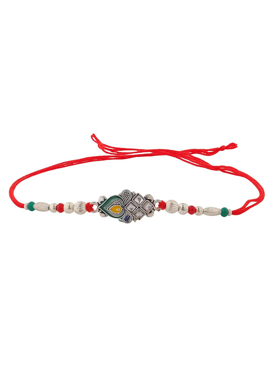 Voylla Regal Kundan Peacock Feather Thread Rakhi