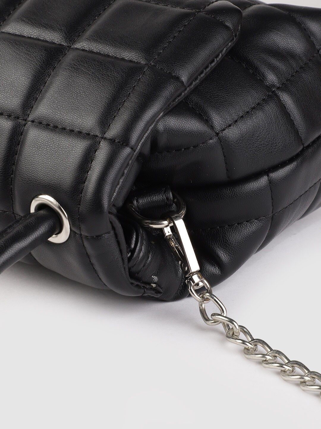 Lino Perros Women Black Quilted Structured Satchel