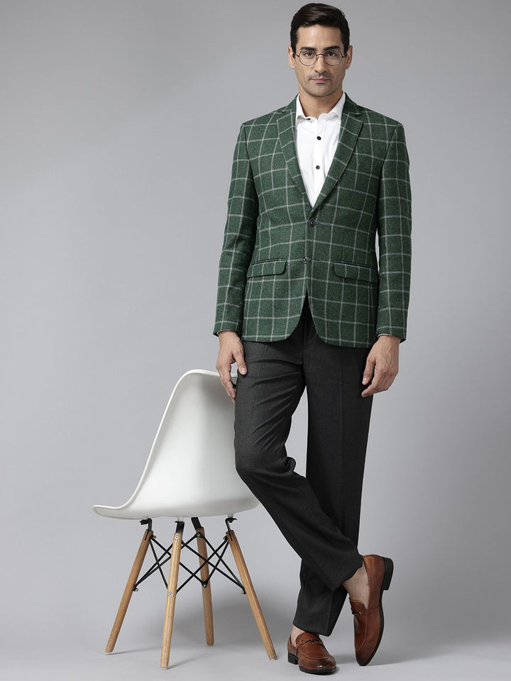 Park Avenue Checked Single-Breasted Slim Fit Formal Blazer