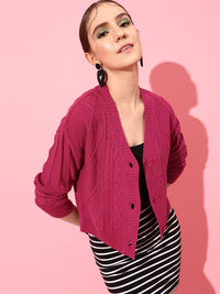 STREET 9 Women Acrylic Cable Knit Crop Sweater Vest