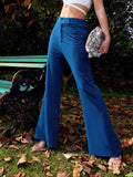 SASSAFRAS Women Blue Comfort Flared Easy Wash Trousers