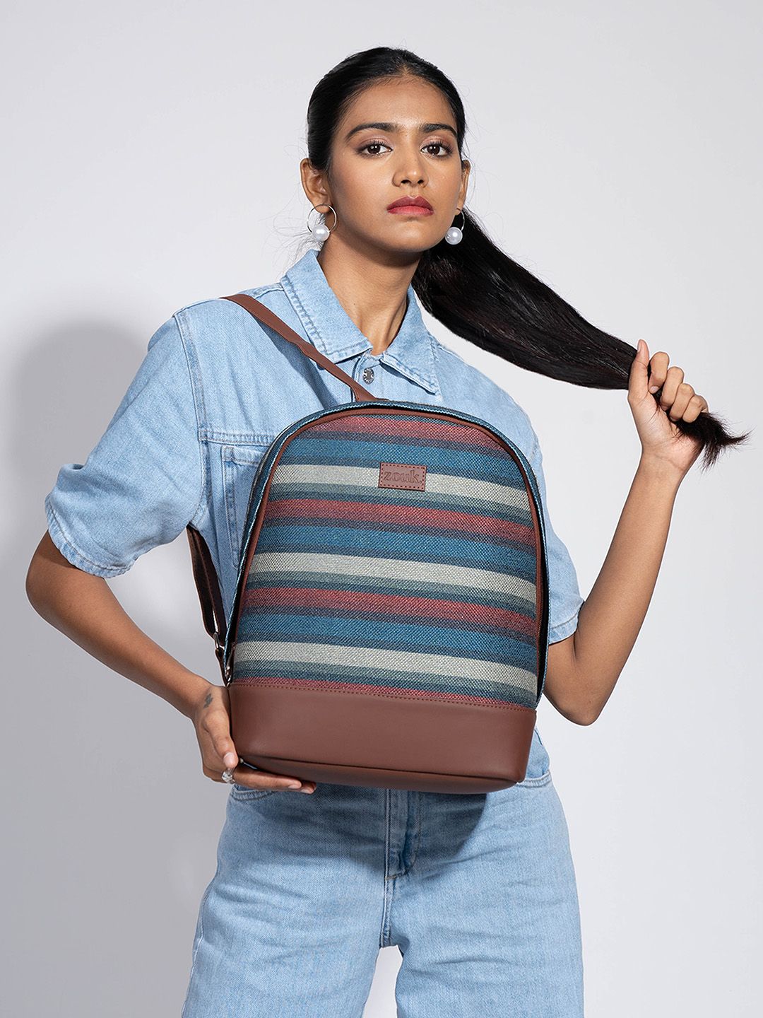 ZOUK Striped Medium Backpack