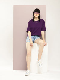 DILLINGER Women Oversized Drop Shoulder Ultra Soft Drapey Cotton Crew Neck T-Shirt