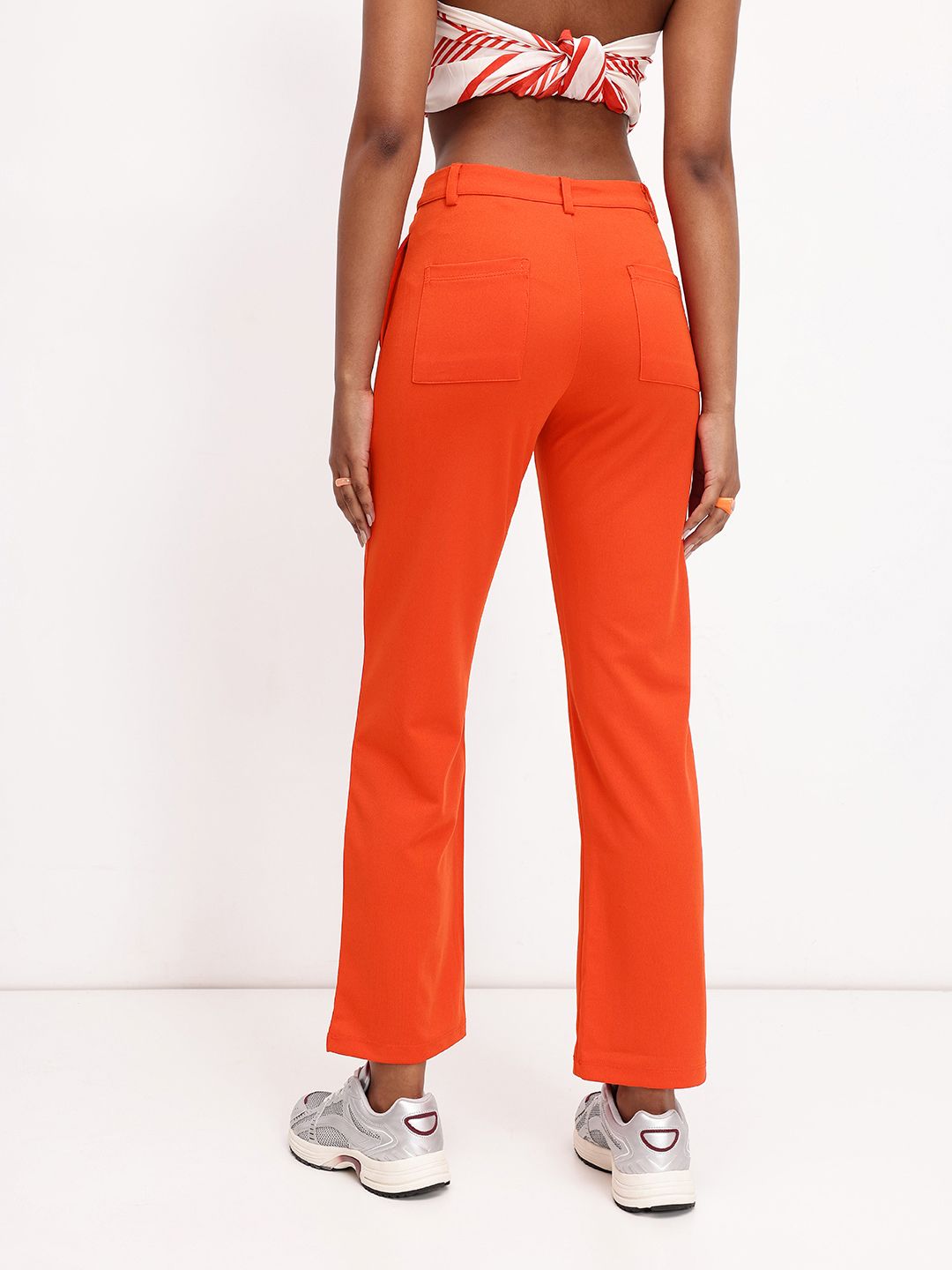 DressBerry Women Bright Burnt Orange Trousers