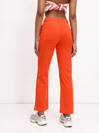 DressBerry Women Bright Burnt Orange Trousers