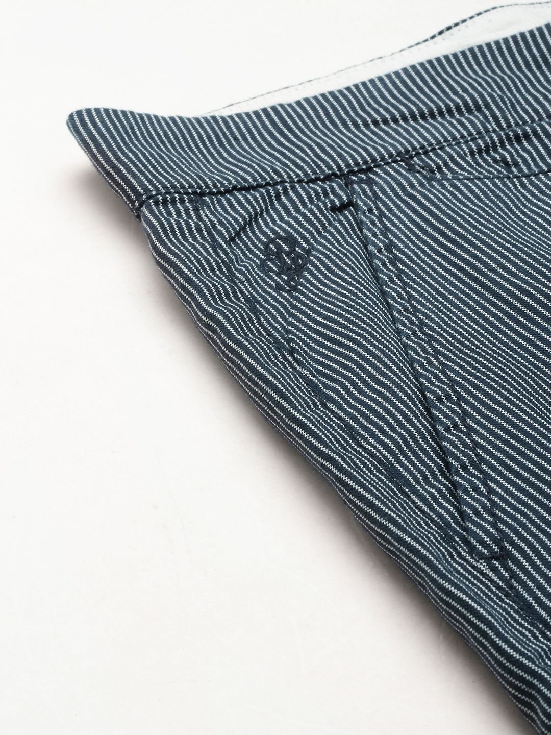 Being Human Men Cotton Linen Striped Chinos Trousers