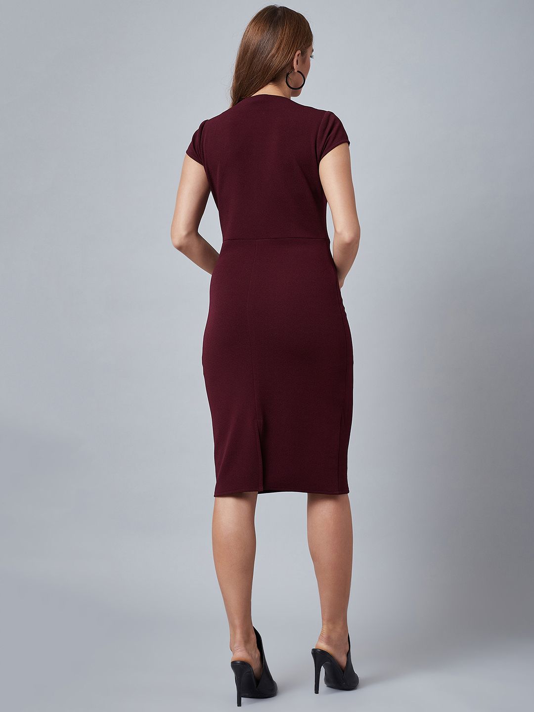 Athena Women Burgundy Solid Sheath Dress