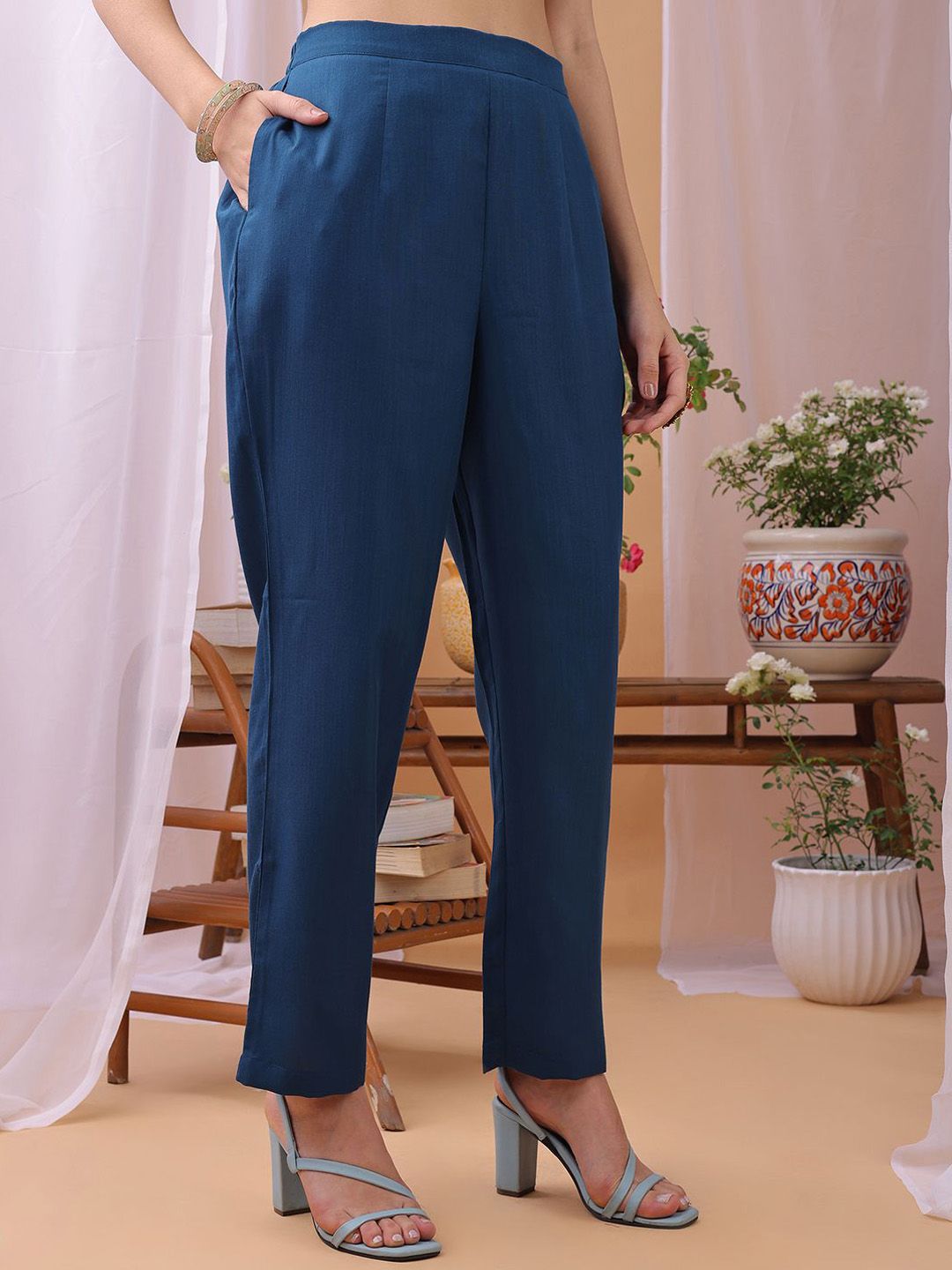 KALINI Women Woven Design Embroidered Kurta with Trousers & Dupatta