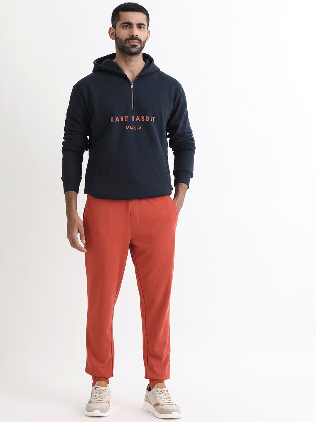 RARE RABBIT Men Ogano Regular Fit Mid-Rise Cotton Joggers