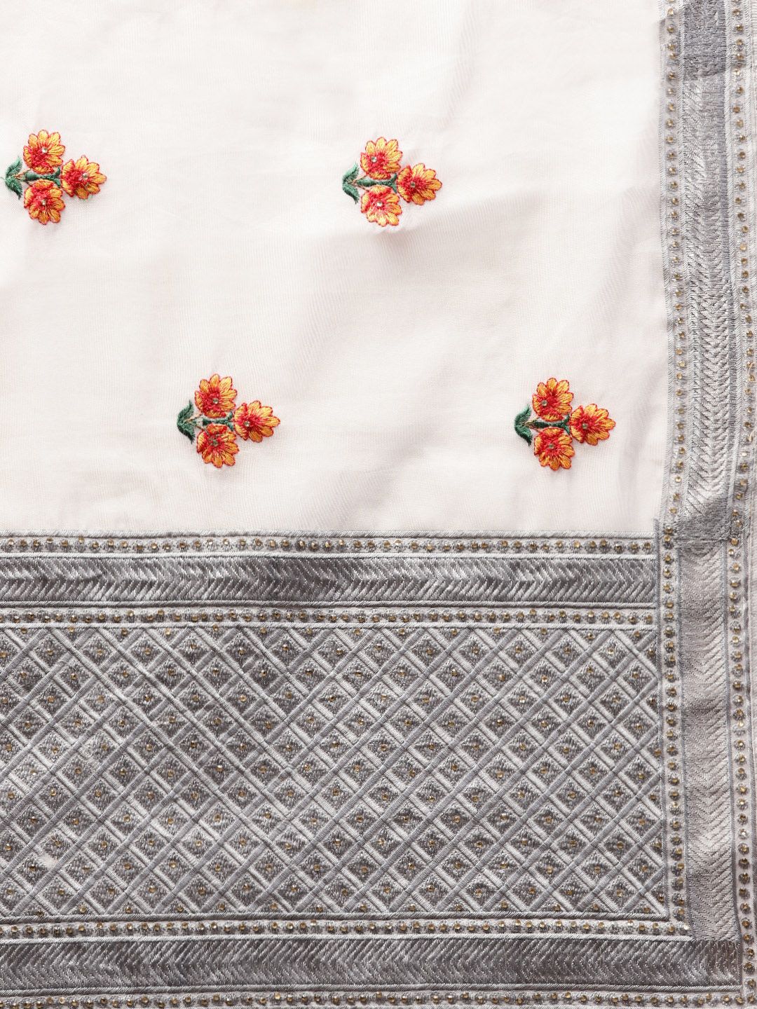 Saree mall Grey Embroidered Saree