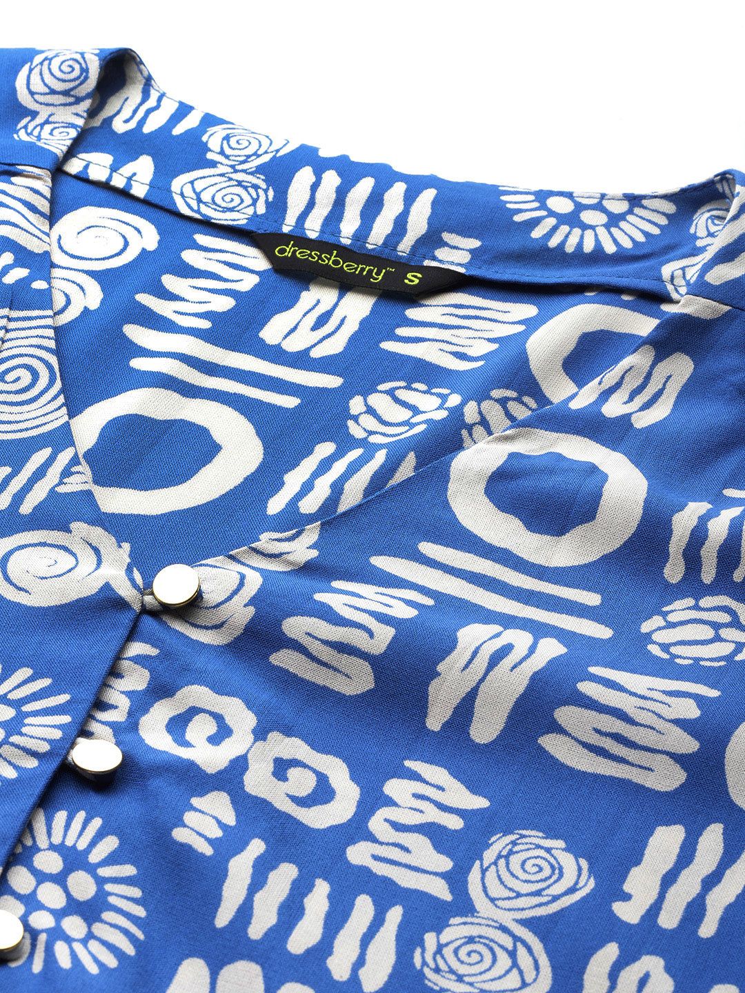 DressBerry Printed Ruched Sleeve Top