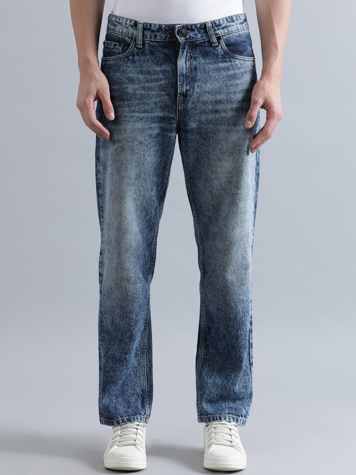 Bene Kleed Men Dark Shade Relaxed Fit Light Fade Jeans