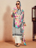 Indo Era Women Floral Printed Regular Thread Work Kurta with Trousers & With Dupatta