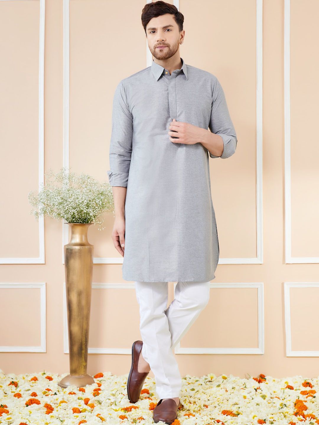 See Designs Shirt Collar Cotton Pathani Kurta