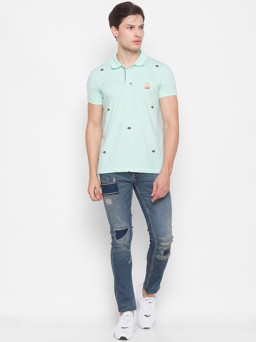 SPYKAR Men Blue Skinny Fit Low-Rise Mildly Distressed Heavy Fade Jeans