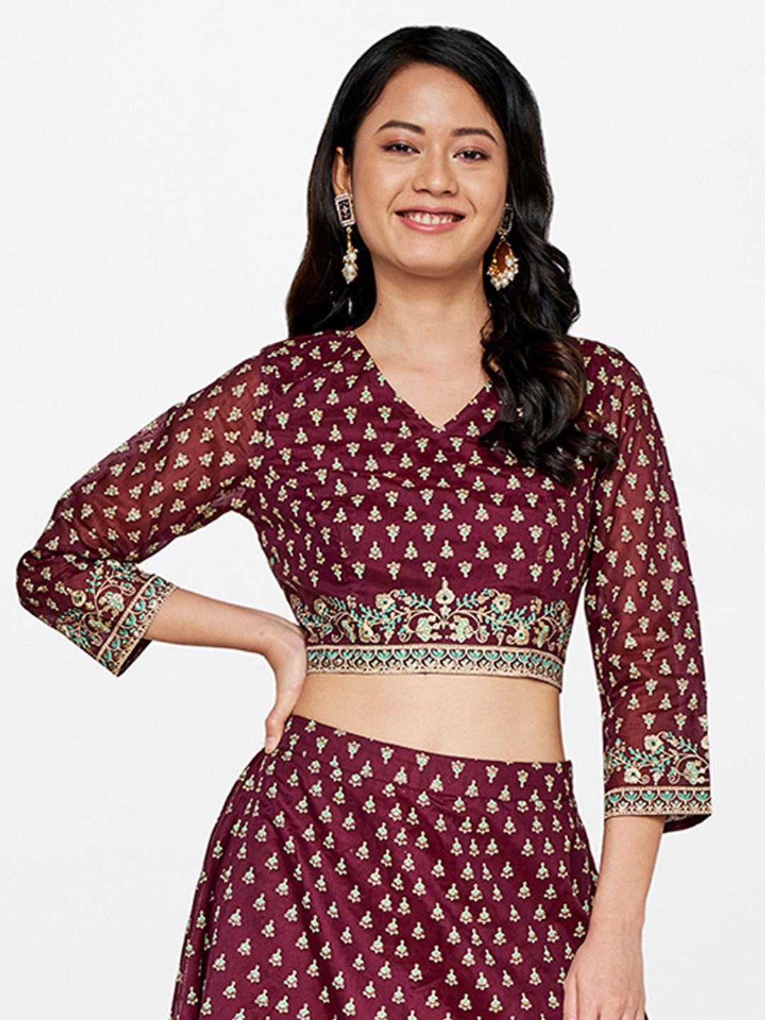 Global Desi Print Crop Top
