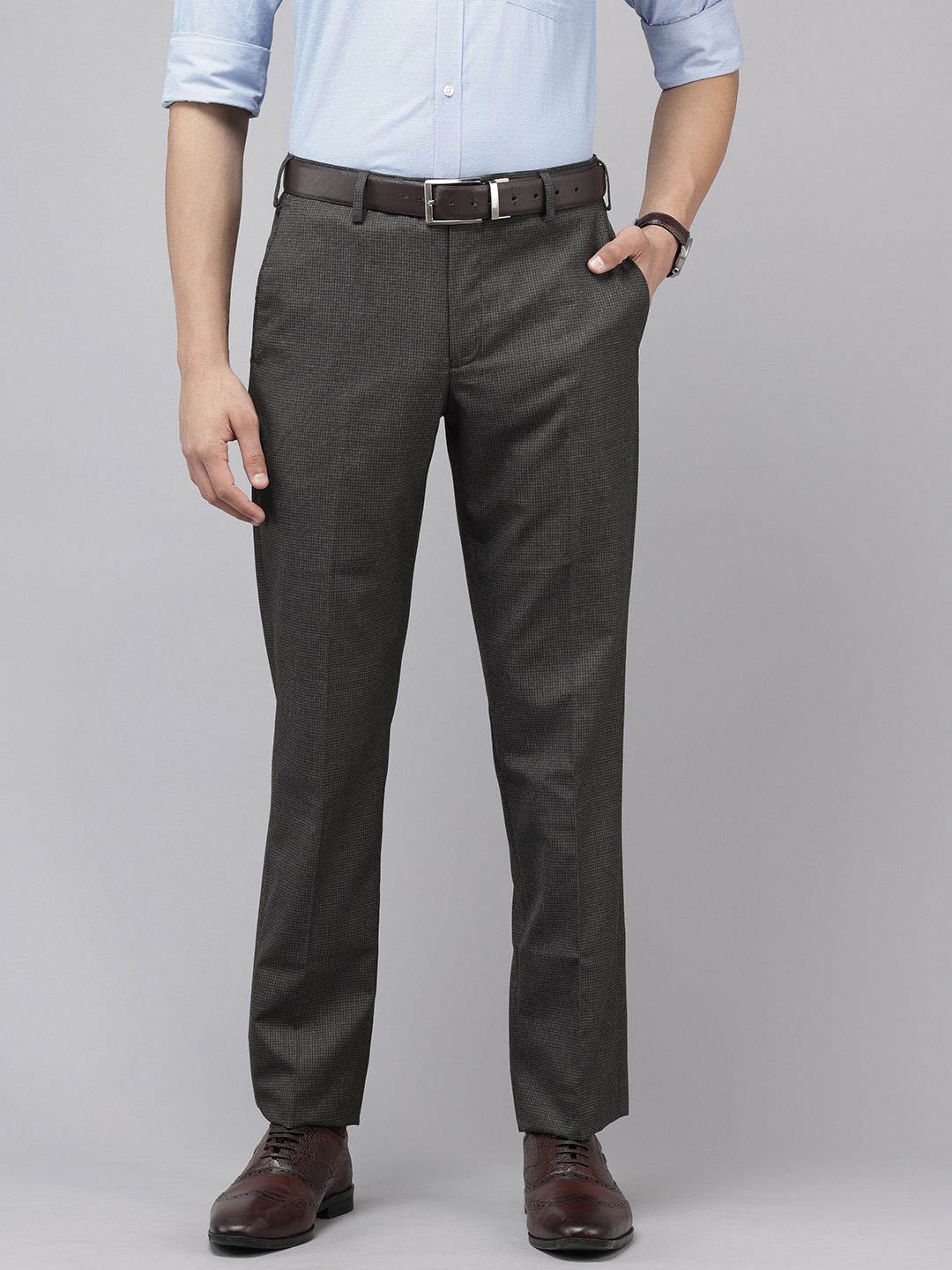 Park Avenue Men Checked Formal Trousers