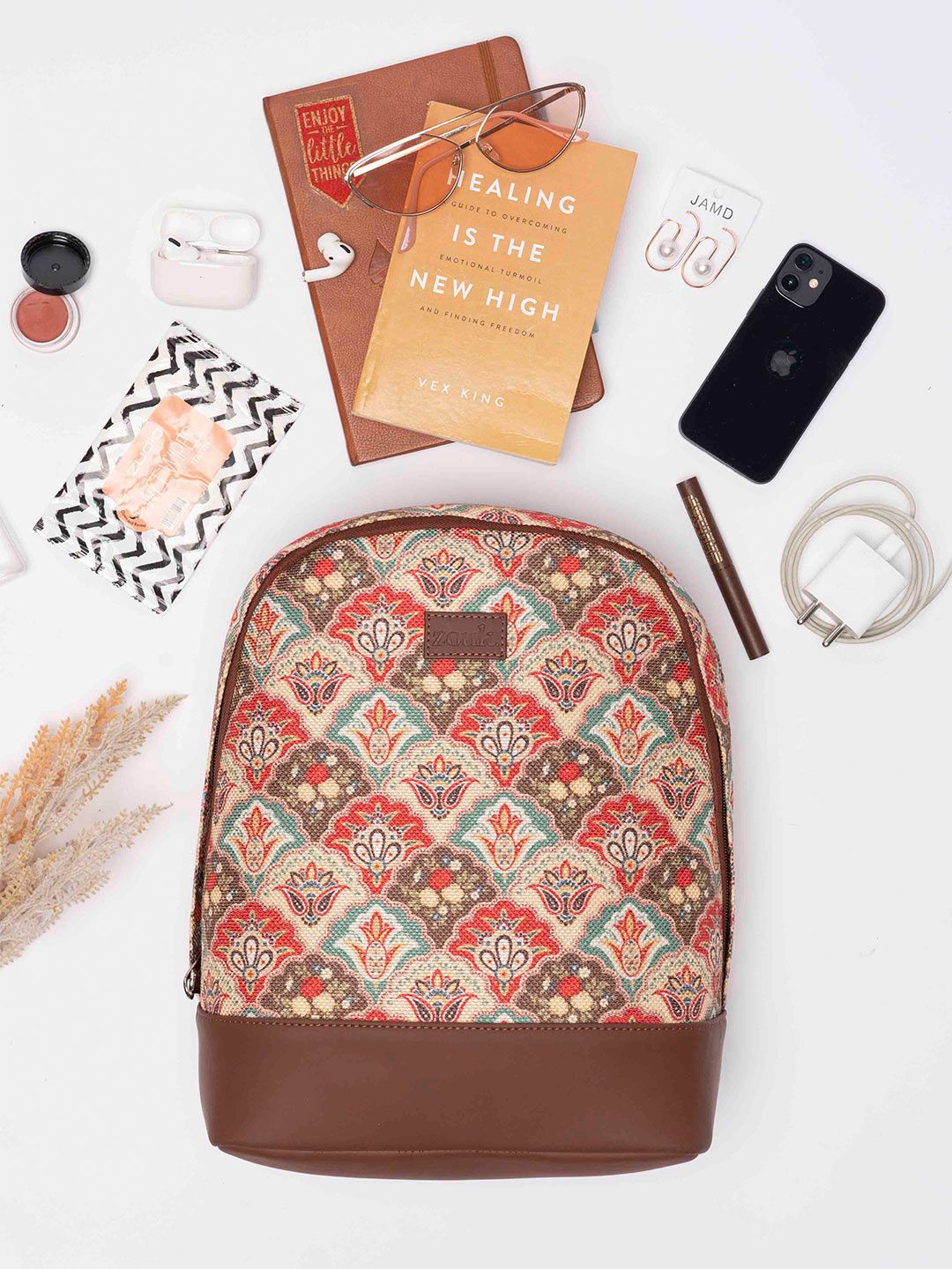 ZOUK Ethnic Printed Fabric Dome Backpack