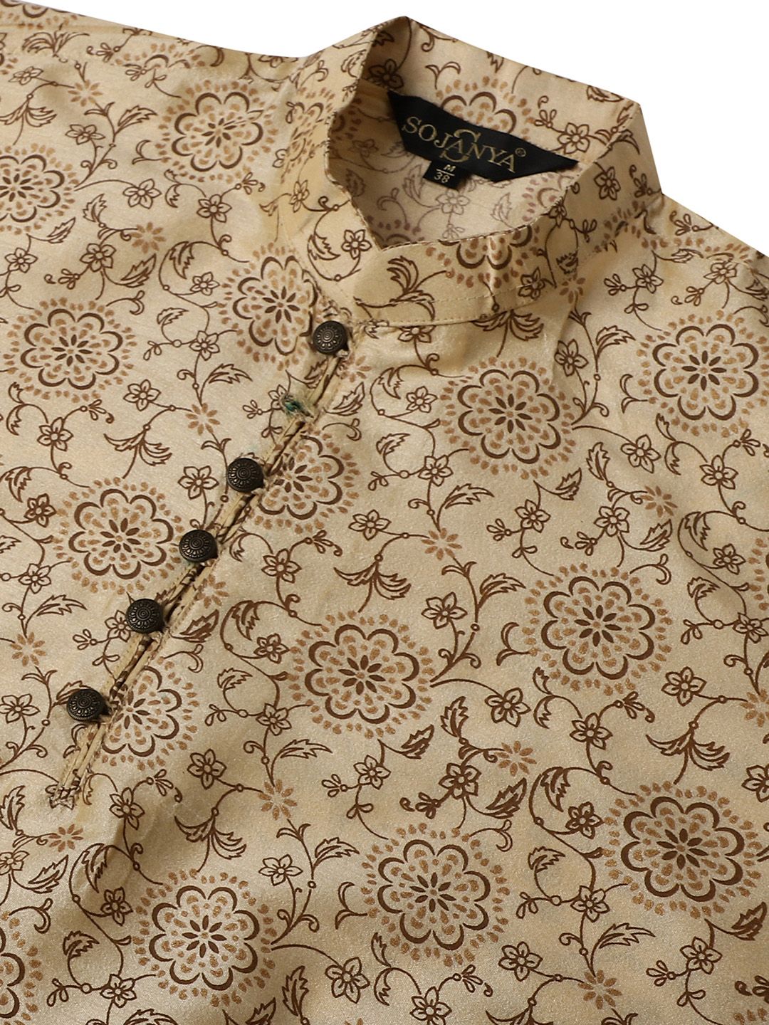 SOJANYA Men Beige & Brown Ethnic Motifs Printed Kurta