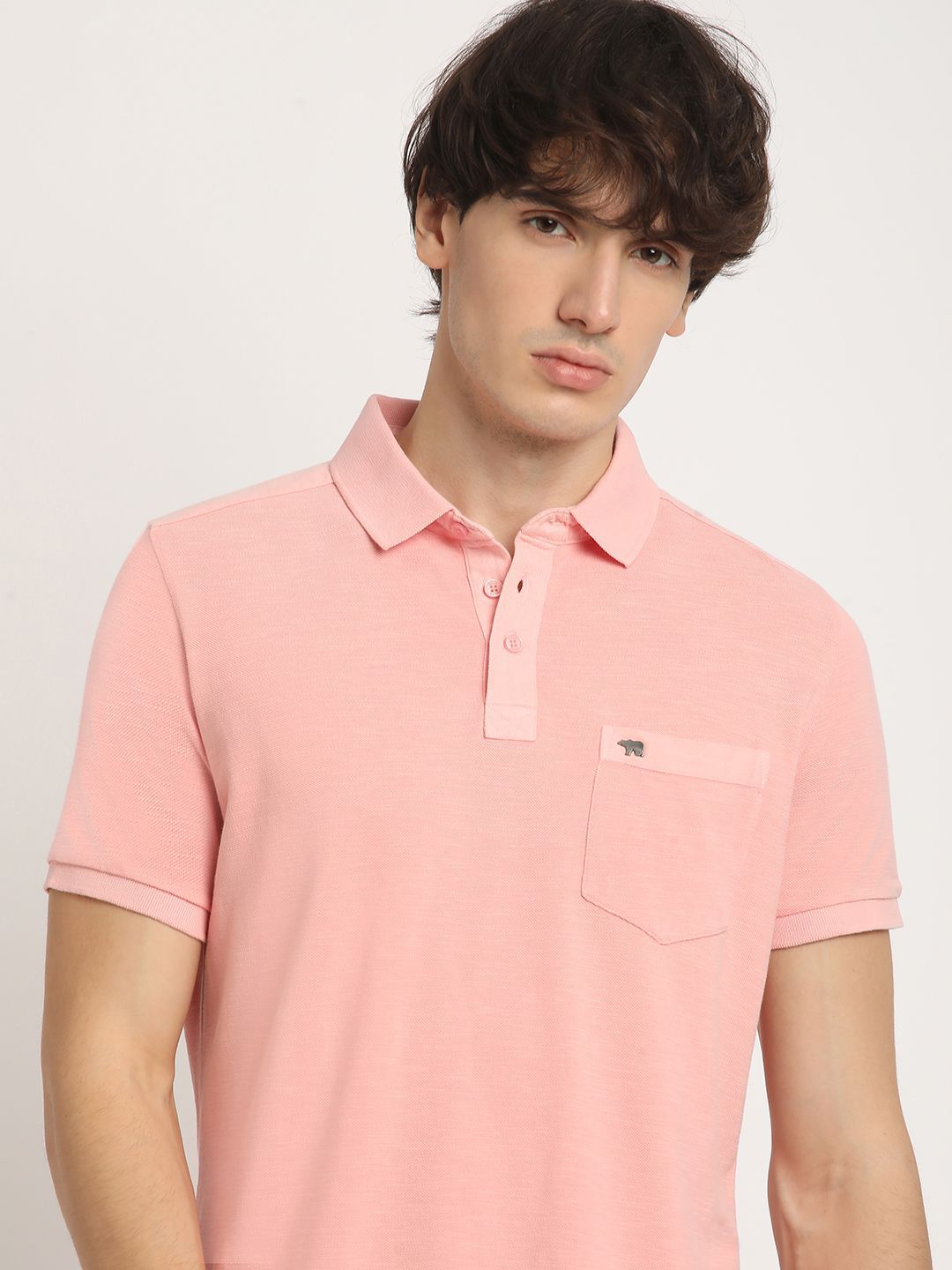 THE BEAR HOUSE Men Solid Regular Fit Polo T-shirt