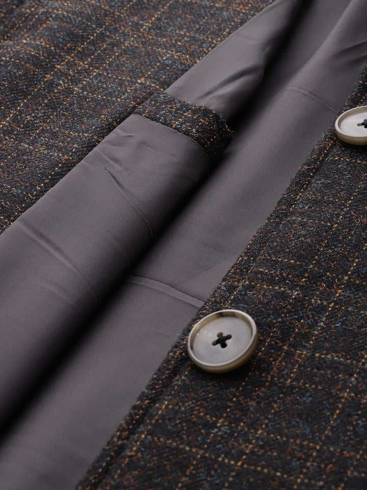 DressBerry Checked Single-Breasted Longline Overcoat