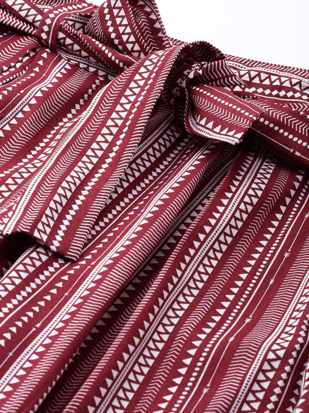 DressBerry Maroon & White Printed Flared Skirt