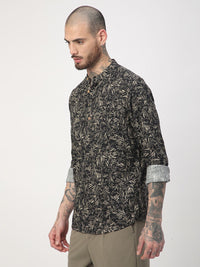 VASTRADO Leafy Printed Mandarin Collar Straight Kurta