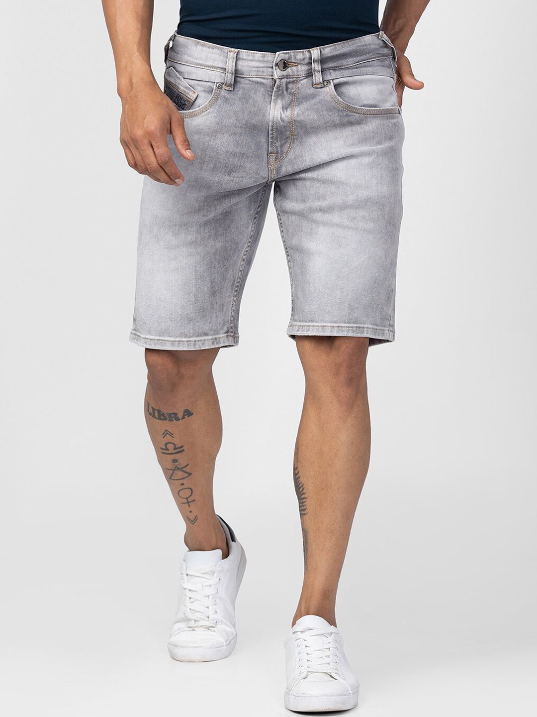 SPYKAR Men Washed Denim Shorts