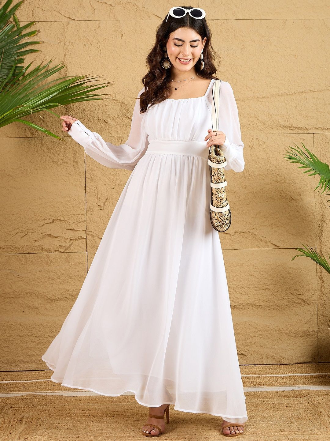 Berrylush Women Gathered  A-Line Maxi Dress