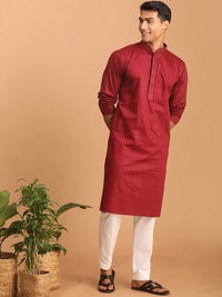 VASTRAMAY Striped Mandarin Collar Kurta