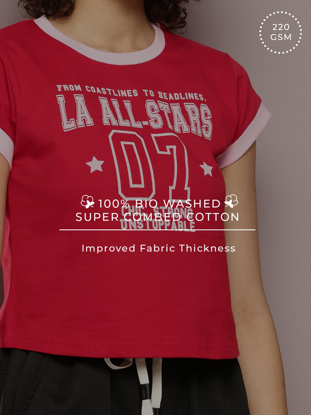 DILLINGER Typography Printed Crop Pure Cotton T-shirt