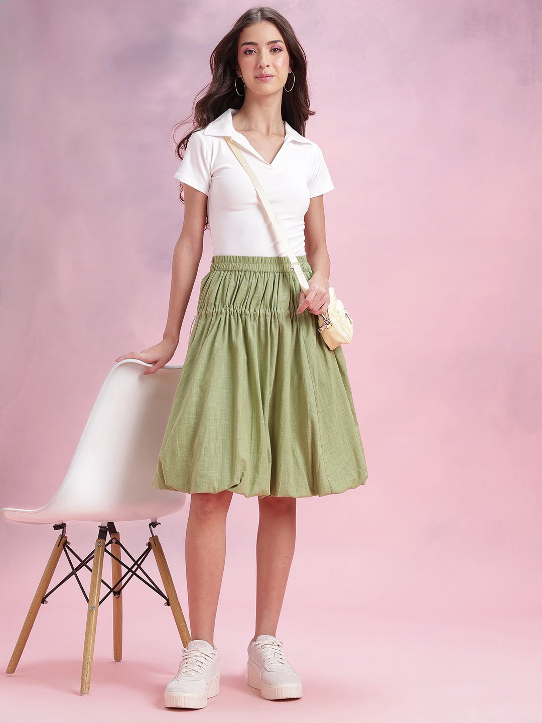 DressBerry Toggle Fastening Ruched Balloon Skirt