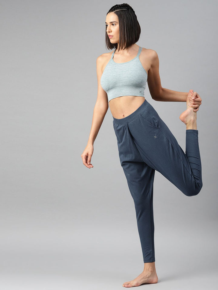 HRX by Hrithik Roshan Women Navy Solid Regular Fit Yoga Track Pants