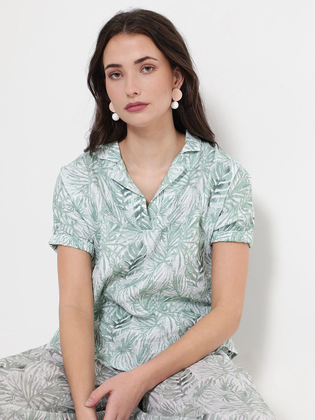 RAREISM Tropical Printed Cotton Top
