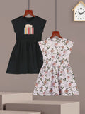 HELLCAT Girls Printed Cotton A-Line Dress - Pack of 2