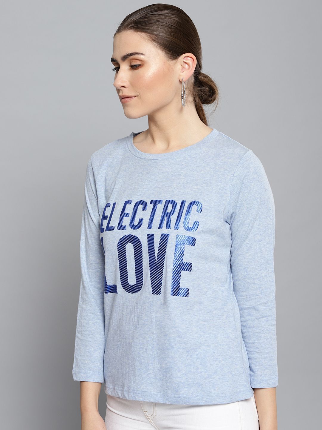 STREET 9 Women Blue Printed Round Neck T-shirt