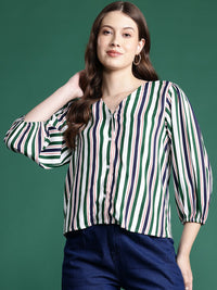 DressBerry Striped Puff Sleeve Top