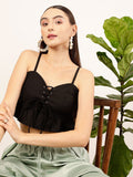 STREET 9 Black Shoulder Straps Cotton Bralette Top