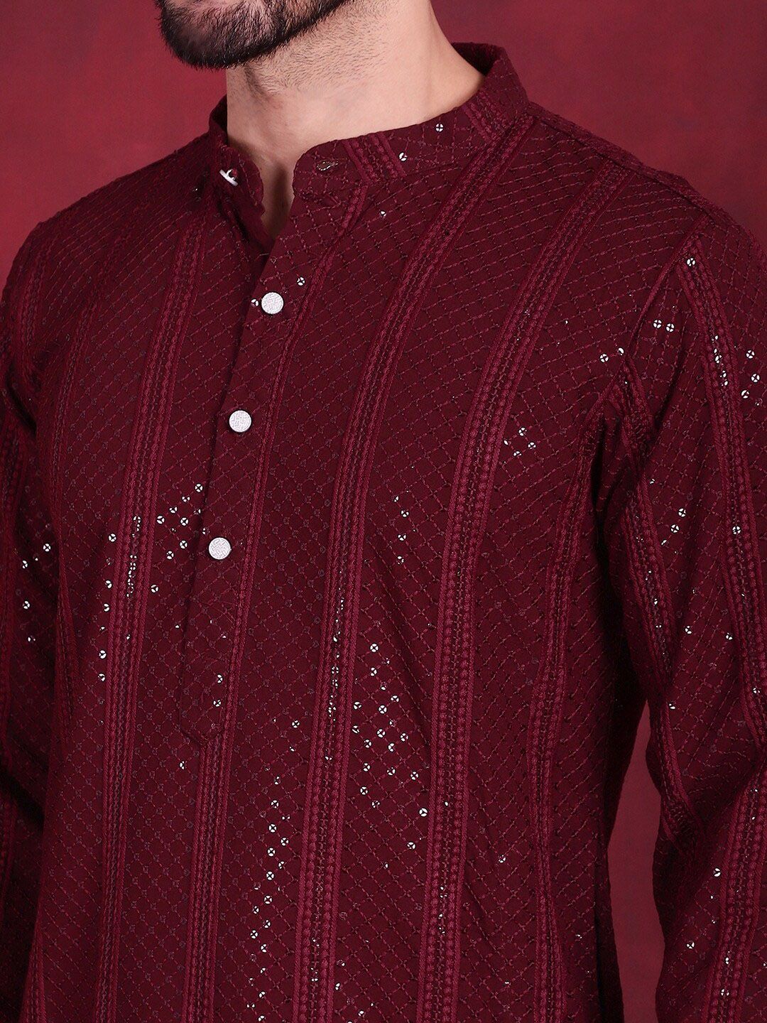 Jompers Sequinned Chikankari Kurta With Trouser