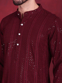 Jompers Sequinned Chikankari Kurta With Trouser