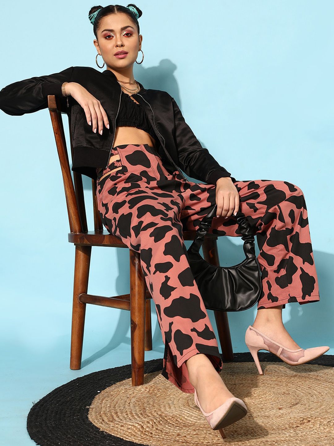 STREET 9 Women Pink Animal Printed Trousers