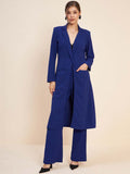 Antheaa Blue Longline Coat & Trousers Co-Ord Set