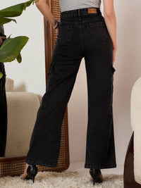 Berrylush Black Women Straight Fit High-Rise Clean Look Stretchable Jeans