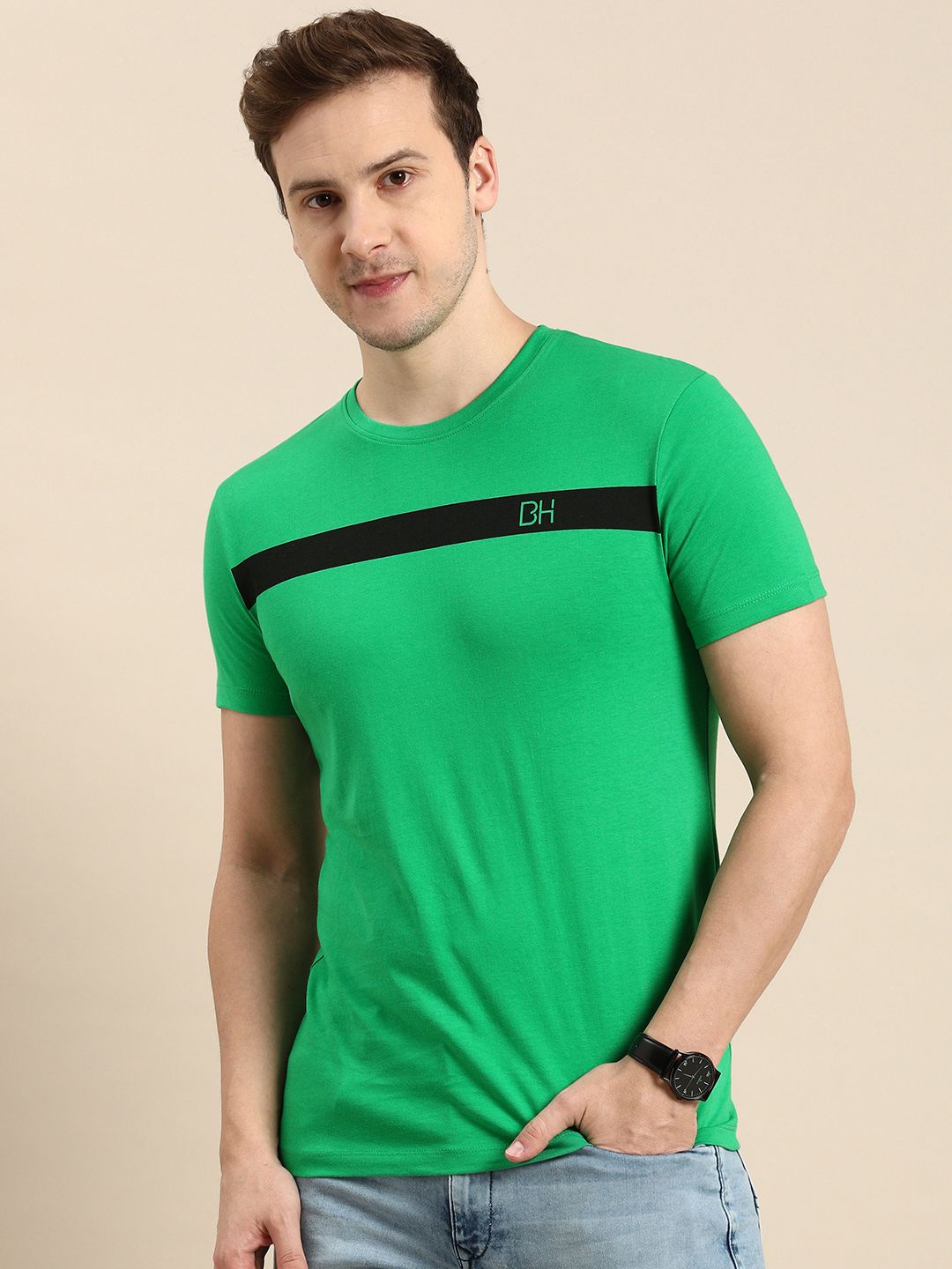 Being Human Striped Pure Cotton T-shirt